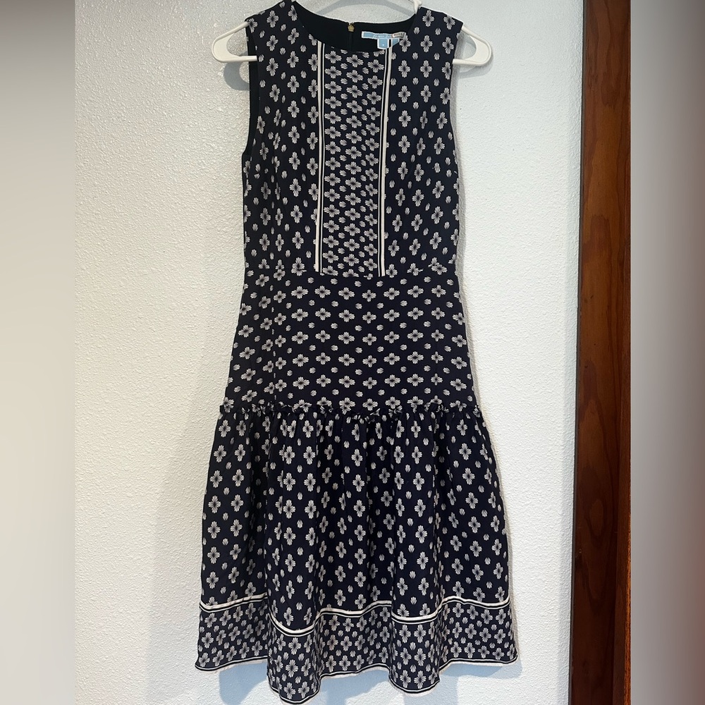Draper James Midnight Blue Floral Dress - Silk Shell - Size 2